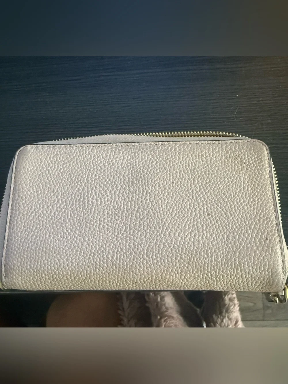 Women’s Metallic Pebbled Zip-Around Wallet - Champagne